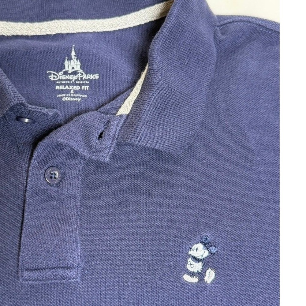 Disney Parks Mickey Mouse Polo‎ Shirt Mens Small Navy Blue Excellent Relaxed Fit